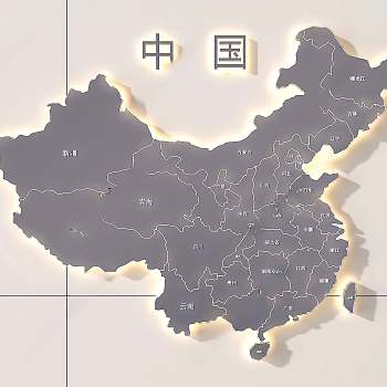 现代中国地图墙饰挂件3D模型下载